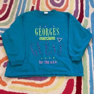 Vintage 1990 Georges Marciano Guess Cropped Crewneck Sweatshirt